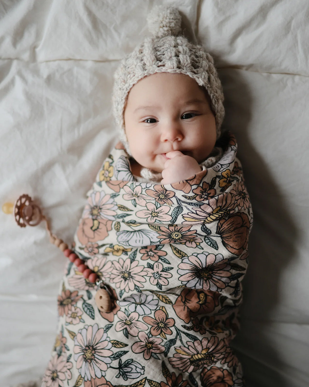 Organic Cotton Muslin Swaddle Blanket - Retro Flower <br> Mushie