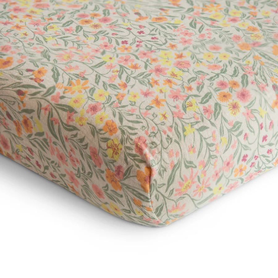 Soft Muslin Crib Sheet - Pastel Blooms