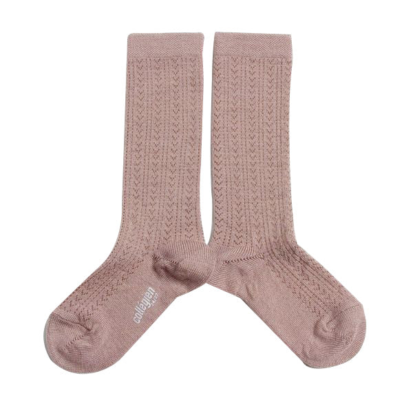 Women's Pointelle Merino Wool Knee - rose