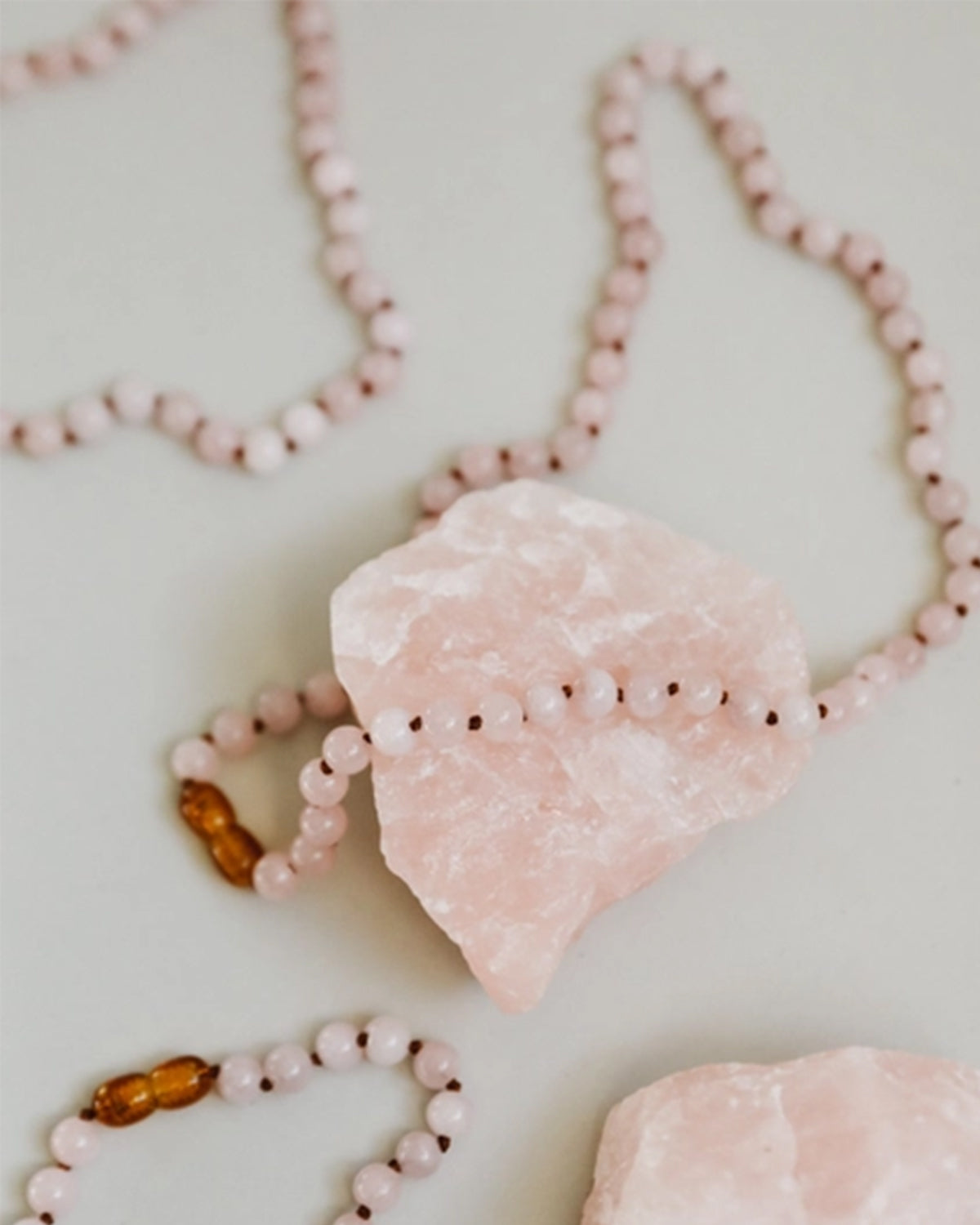 Pure Gemstone + Pink Rose Quartz || Beaded Necklace