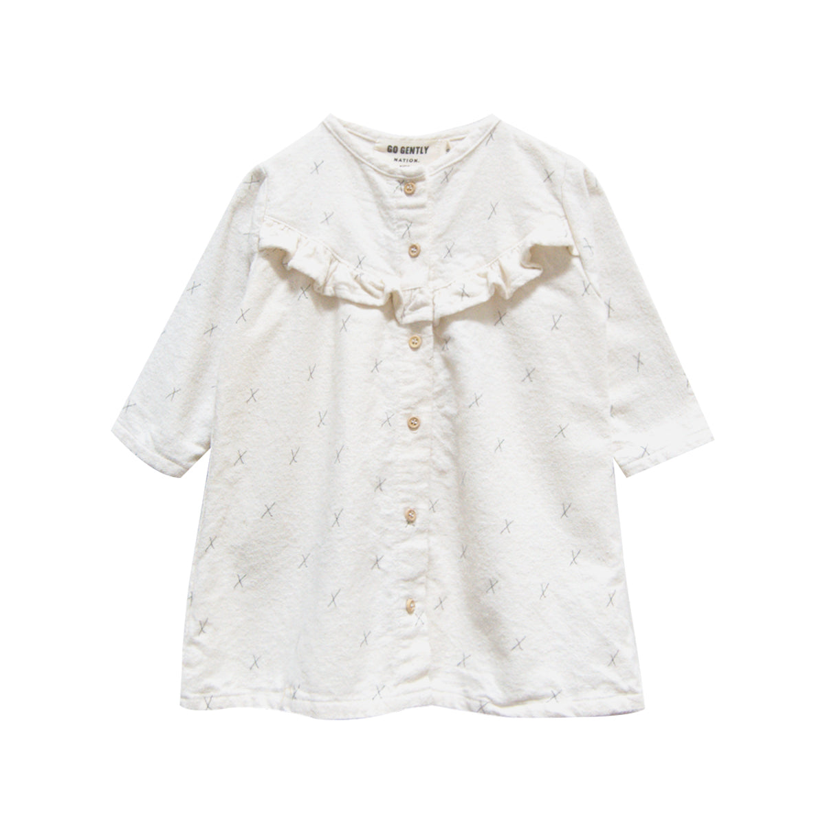 Baby Flannel Ruffle Smock Print Dress