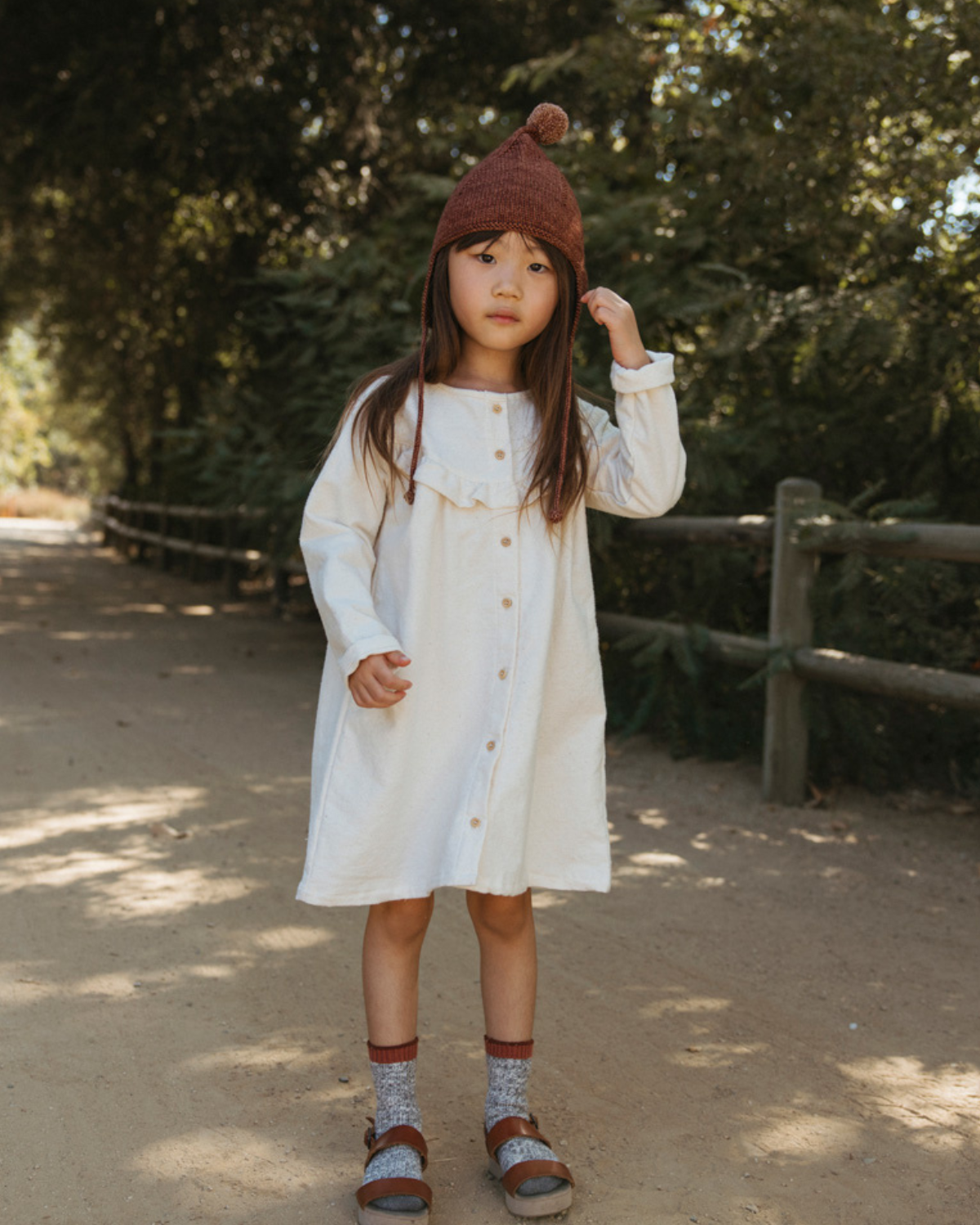 Flannel Ruffle Smock Dress