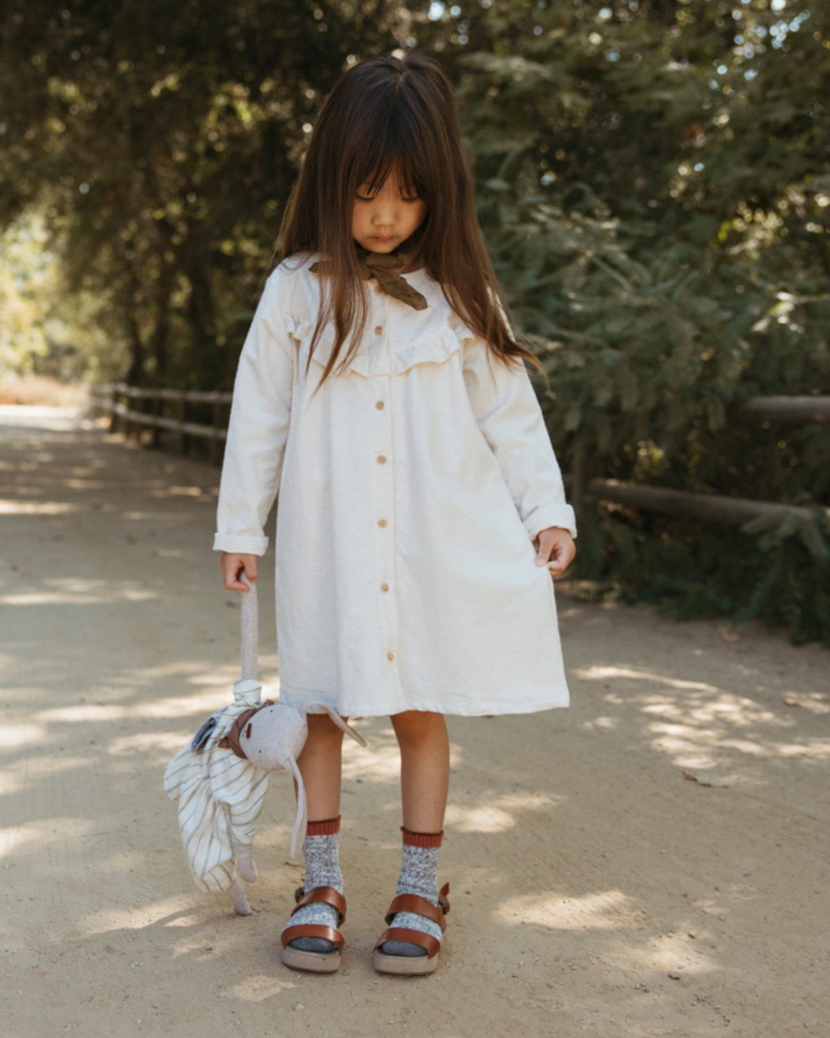 Flannel Ruffle Smock Dress