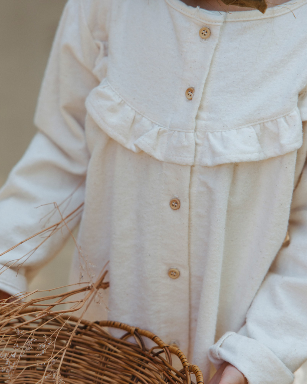 Flannel Ruffle Smock Dress