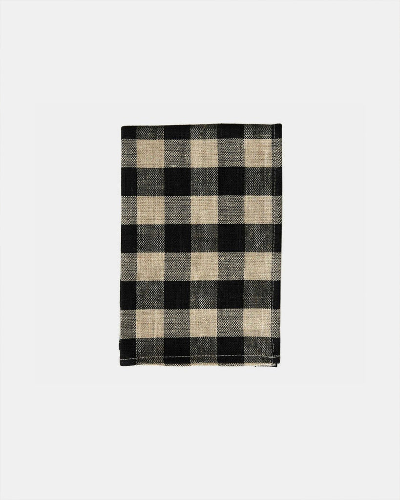 Fog Linen Kitchen Towel - Black Checkered