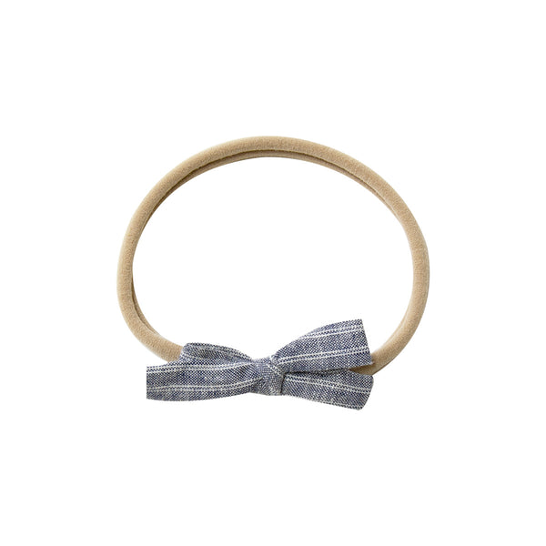 Mini Bow Headband - denim stripe
