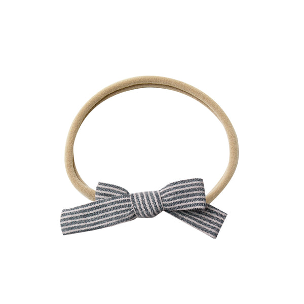 Mini Bow Headband - navy/natural stripe