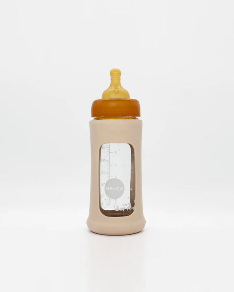 Wide Neck Baby Glass Bottle with Sleeve 250ml/8.5oz<br> Hevea