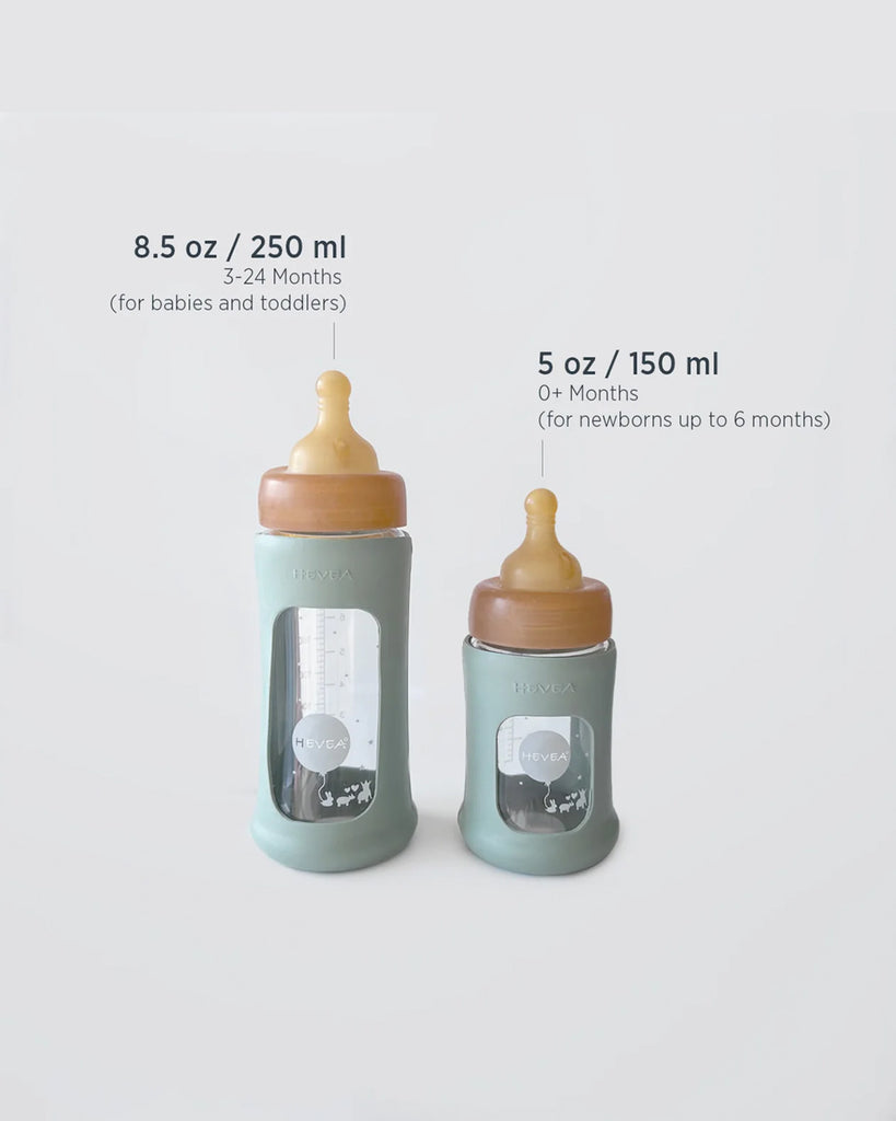 Wide Neck Baby Glass Bottle with Sleeve 250ml/8.5oz<br> Hevea