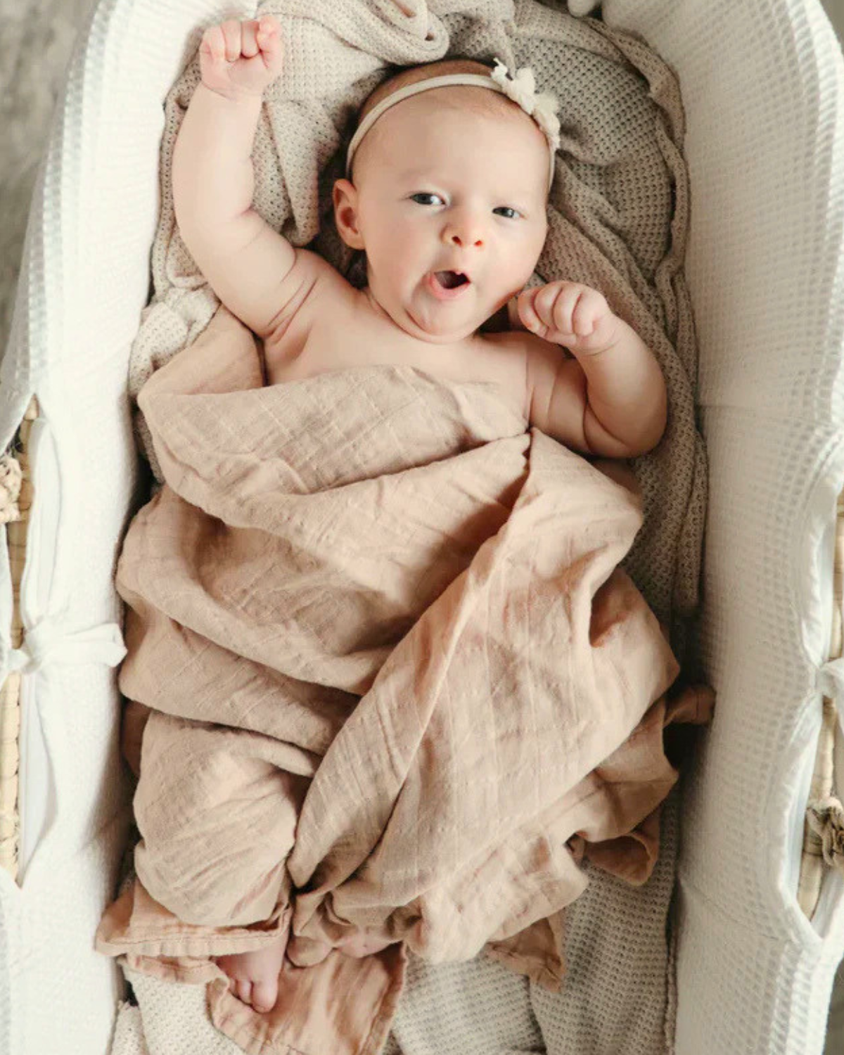 Organic Cotton Swaddle - blush <br> Mushie