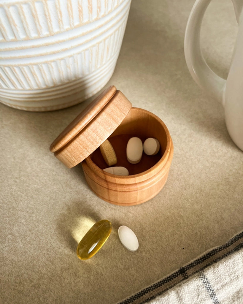 Wooden Pill & Supplement Holder