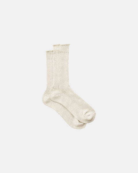 Linen Rib Crew Socks - natural <br>Fog Linen