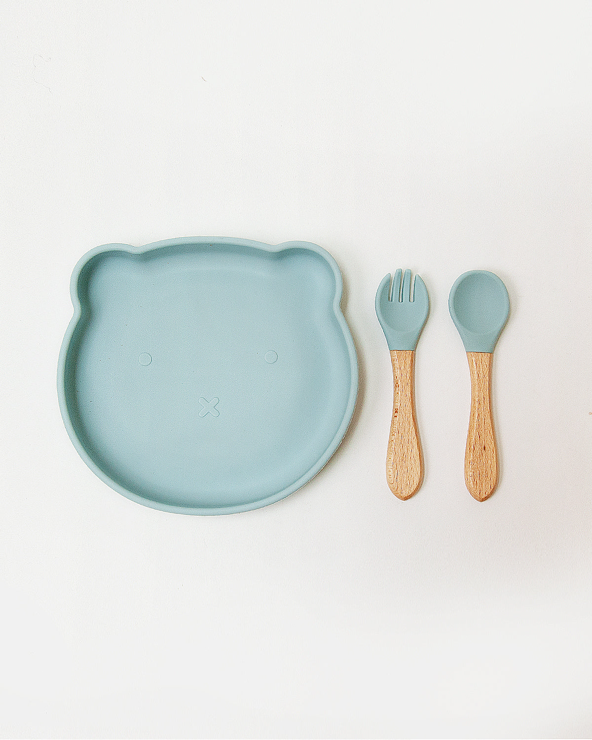Bear Shaped Meal Set + Cutlery - sky blue