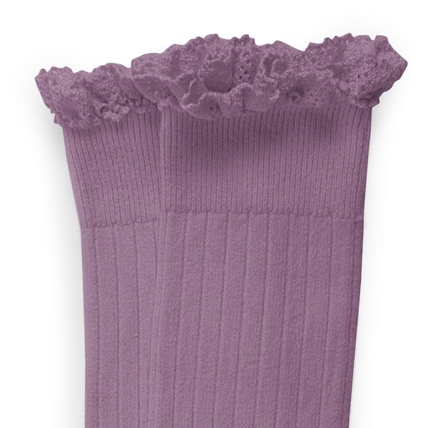 Womens Collegien Ruffle Knee Socks - lavender