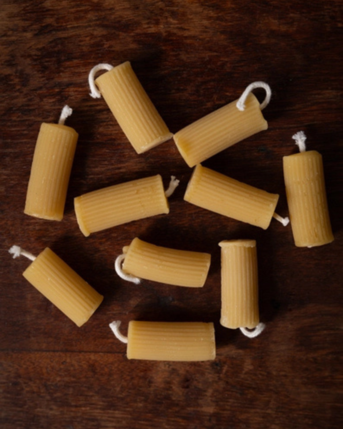Pure Beeswax Rigatoni Pasta Candle Set