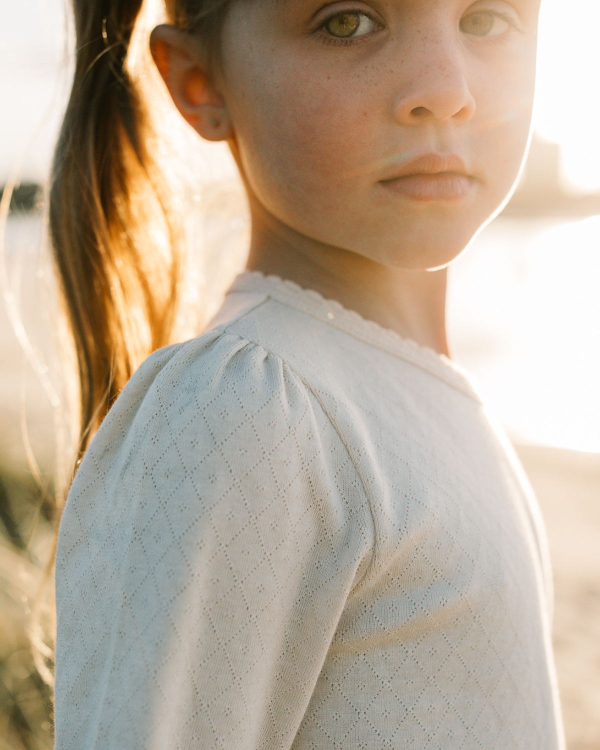 Pointelle Long Sleeve Puff Tee