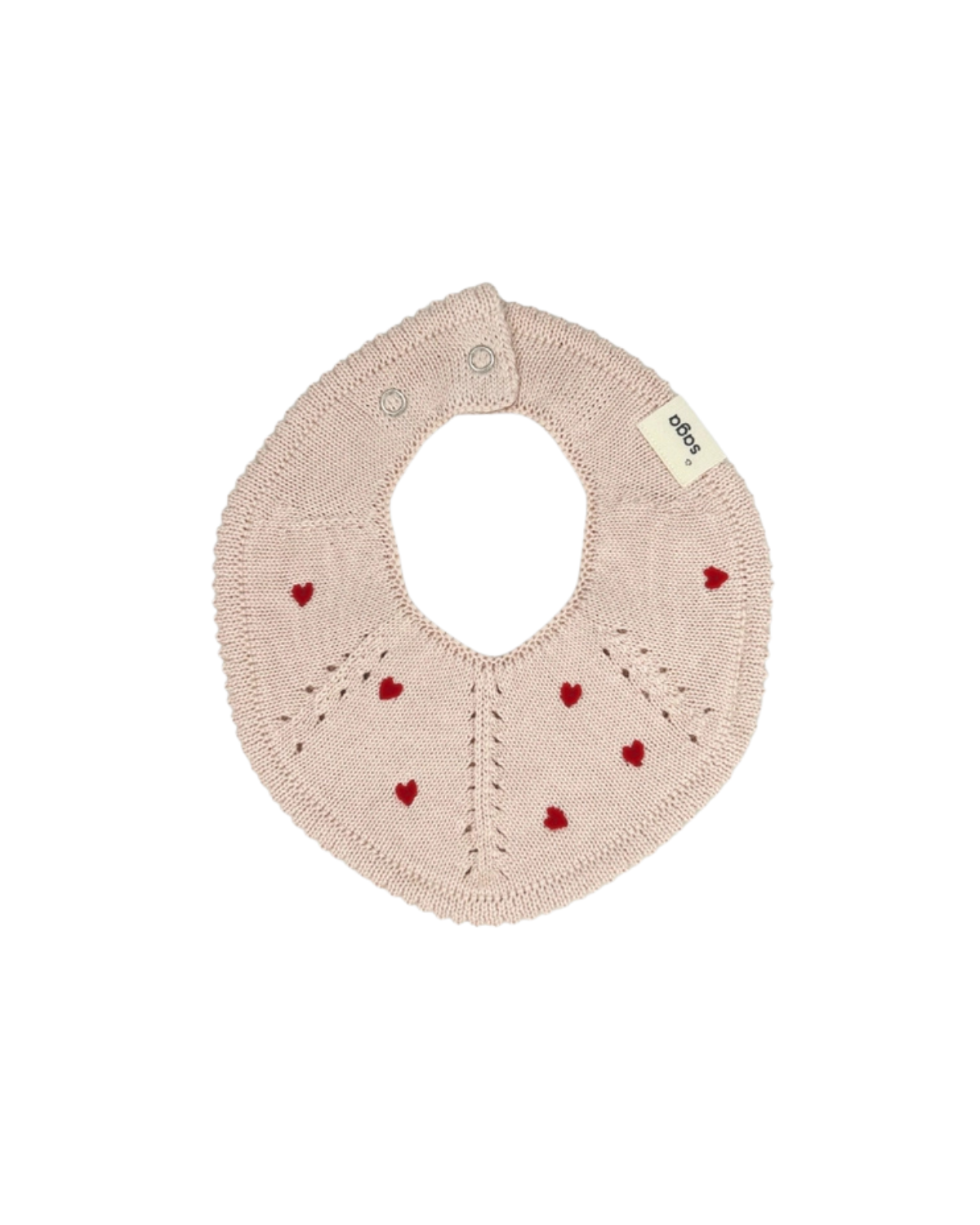 Knitted Baby Bib - Organic Cotton - Heart & Embroidery