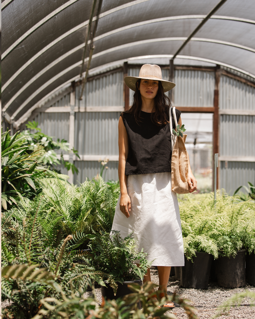 スカート 19th Hand Quilted White Cotton Skirt 1910221-100-