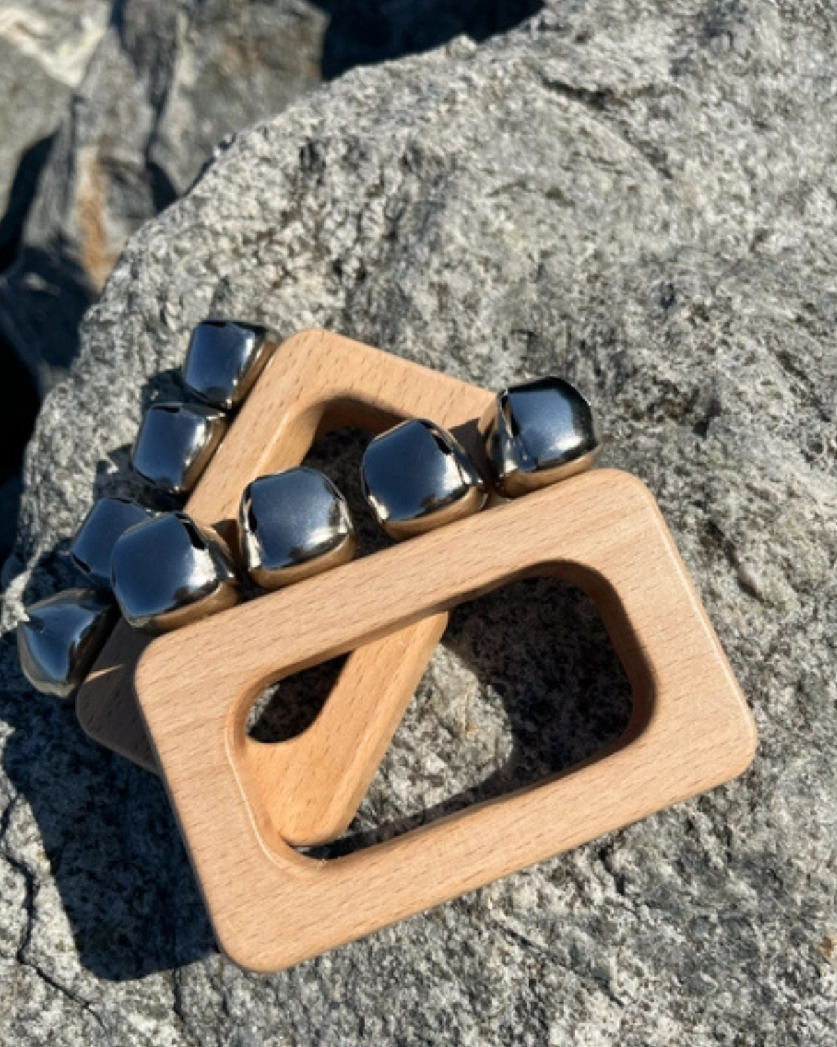 Wooden Hand Bell Shaker Baby Rattle Montessori Musical Toys