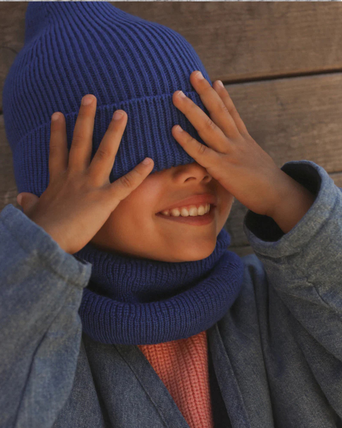 Kids Beanie Fonzie - cobalt <br>hvid