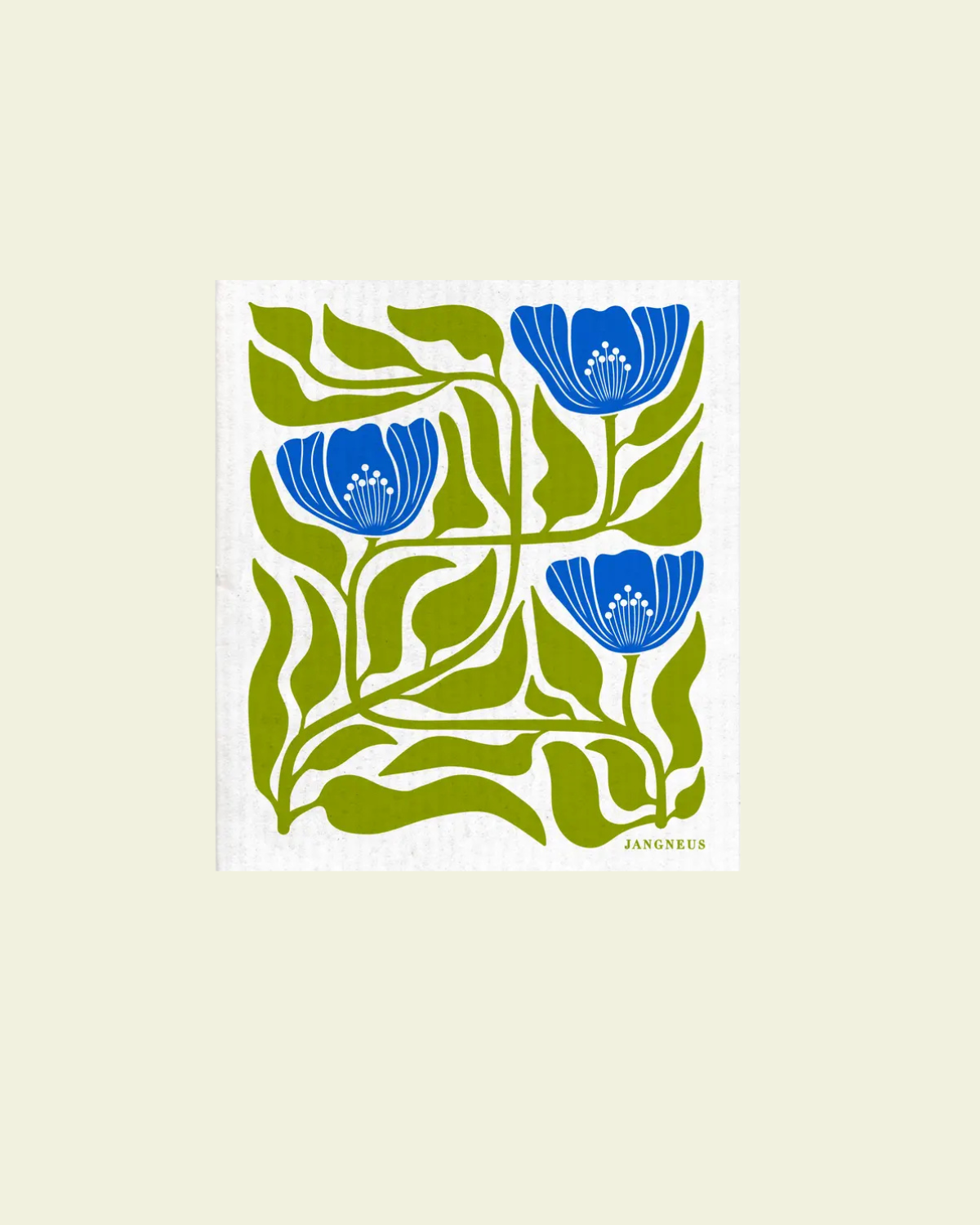 Swedish Dishcloth - blue flowers