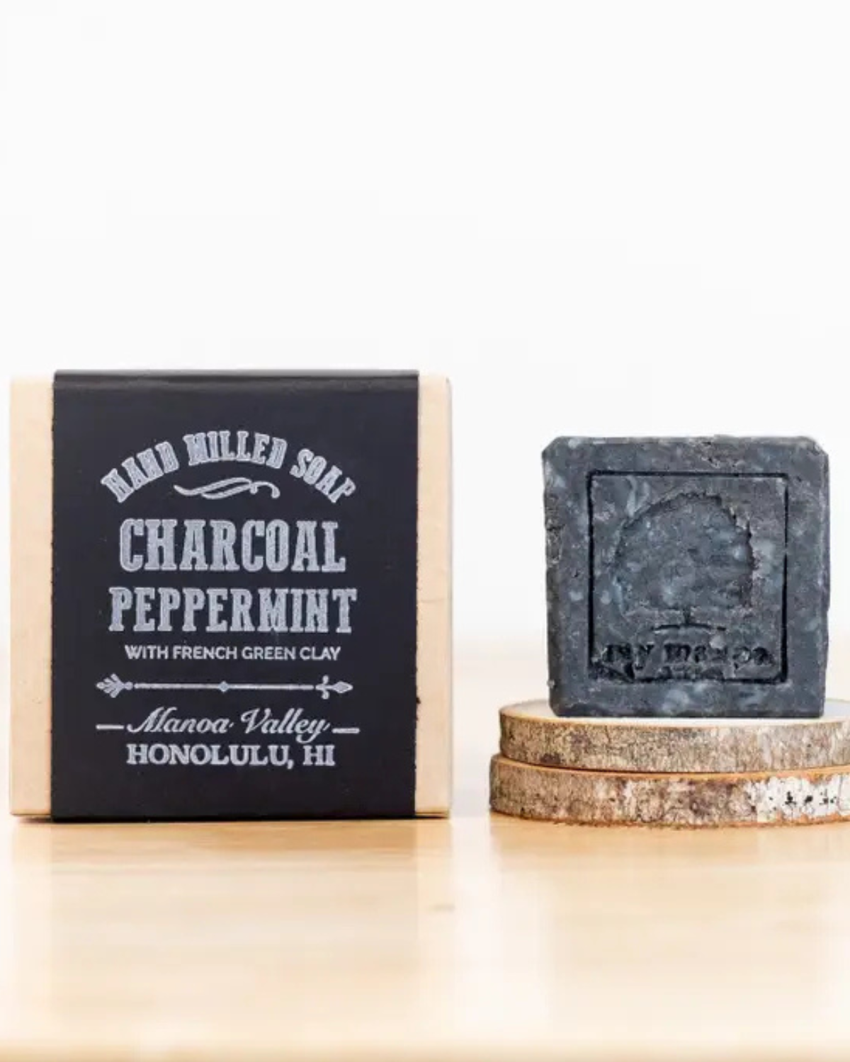 Hand-Milled Charcoal + Peppermint Clay Soap Stone