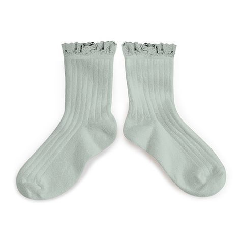 Collegien Lace Trim Ankle Socks - aigue marine