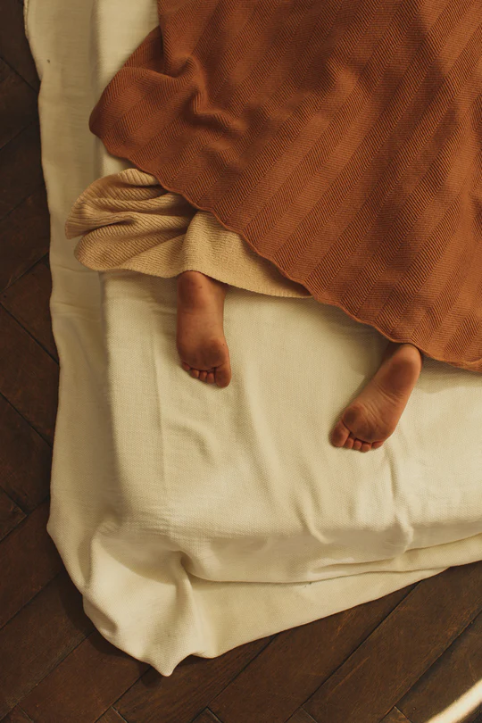 Merino Wool Blanket Freddie - Terracotta <br>hvid