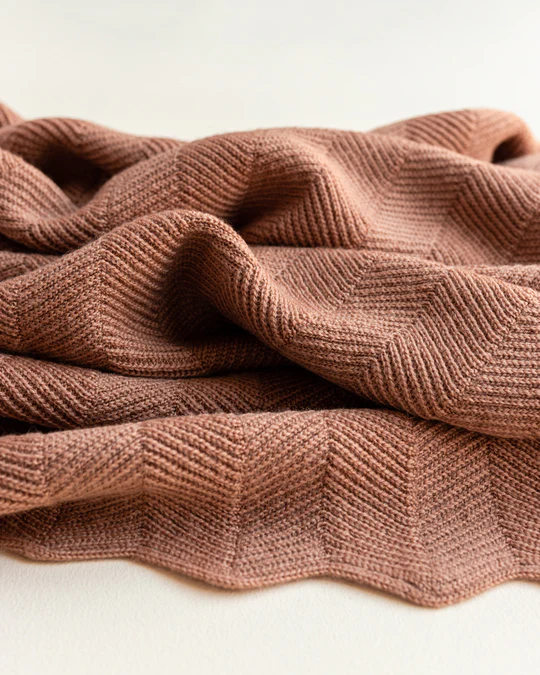 Merino Wool Blanket Freddie - Terracotta <br>hvid