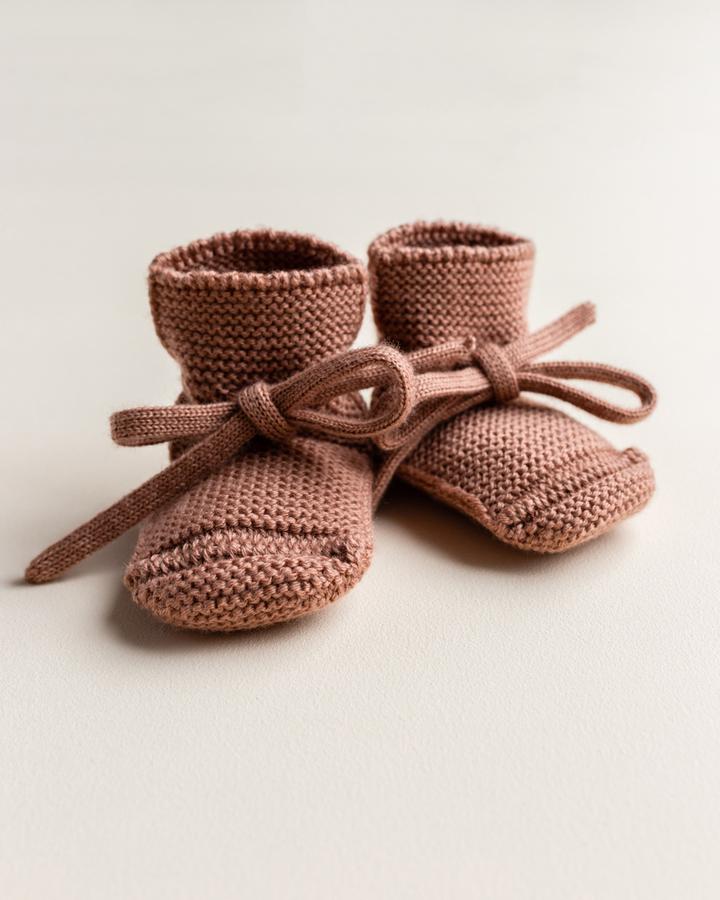 Knit Booties - Terracotta <br>hvid