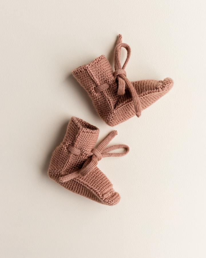 Knit Booties - Terracotta <br>hvid