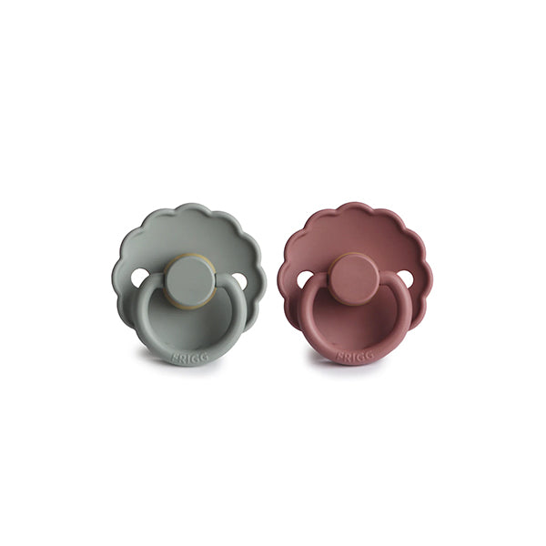 FRIGG Natural Rubber Daisy Pacifier 2-Pack - Woodchuck/French Gray