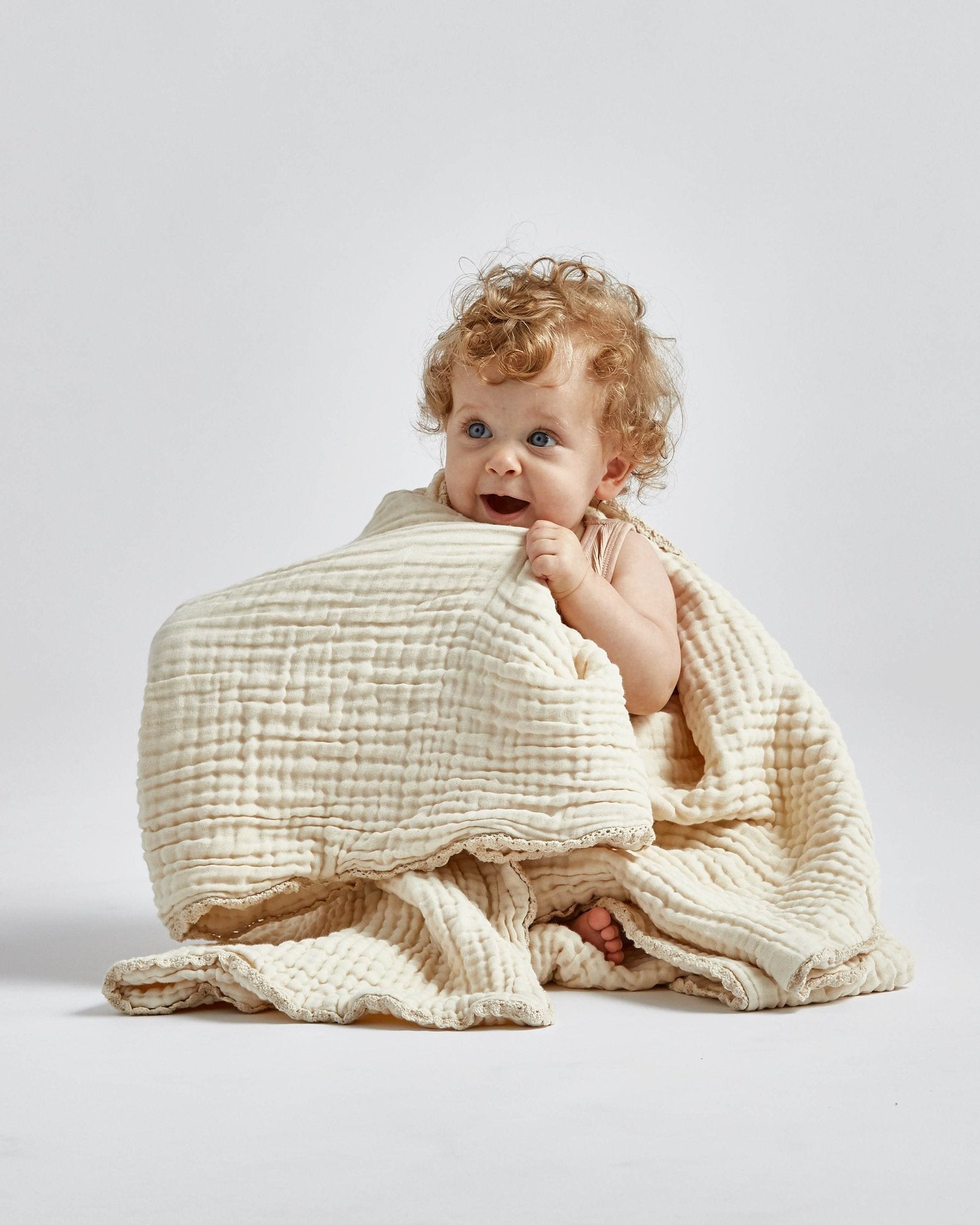 lace baby blanket / full size - ivory<br>Willaby