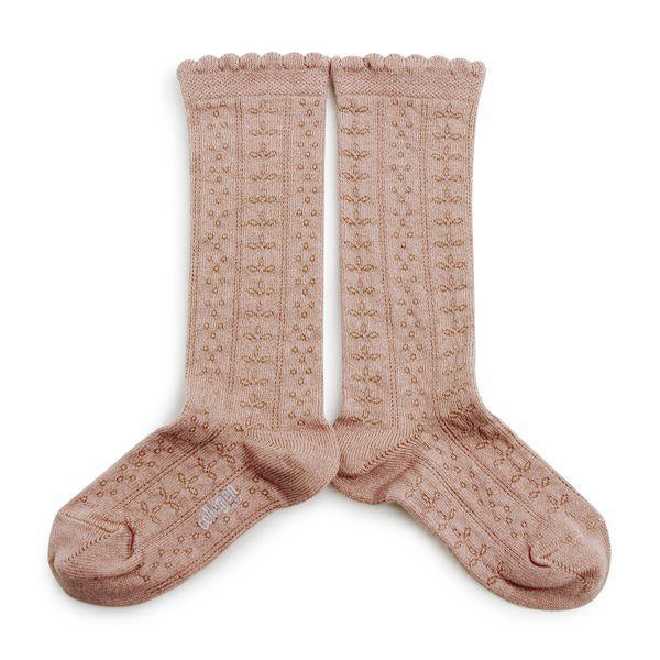 Collegien Pointelle Organic Cotton Knee high Socks - rose