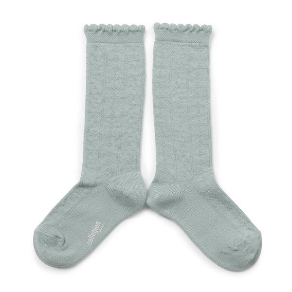 Collegien Pointelle Organic Cotton Knee high Socks - aigue marine