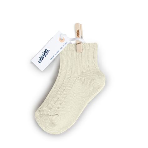 Collegien Plain Ribbed Ankle Socks - cream