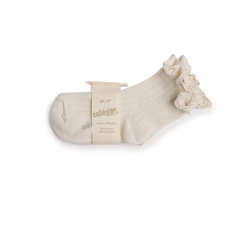 Collegien Lace Trim Ankle Socks - cream