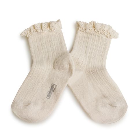 Collegien Lace Trim Ankle Socks - cream