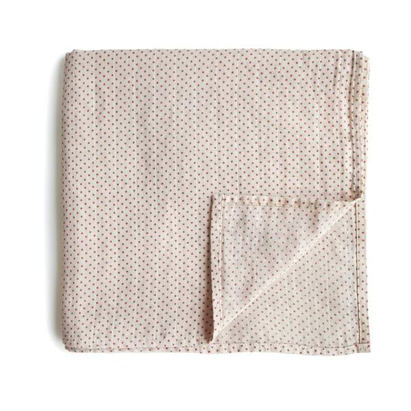Muslin Swaddle Blanket Organic Cotton - Caramel Polka Dot <br> Mushie