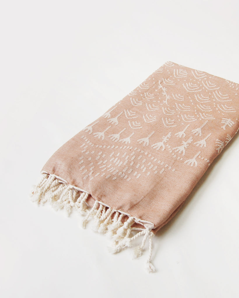 Organic Turkish Throw blanket - adobe/natural print