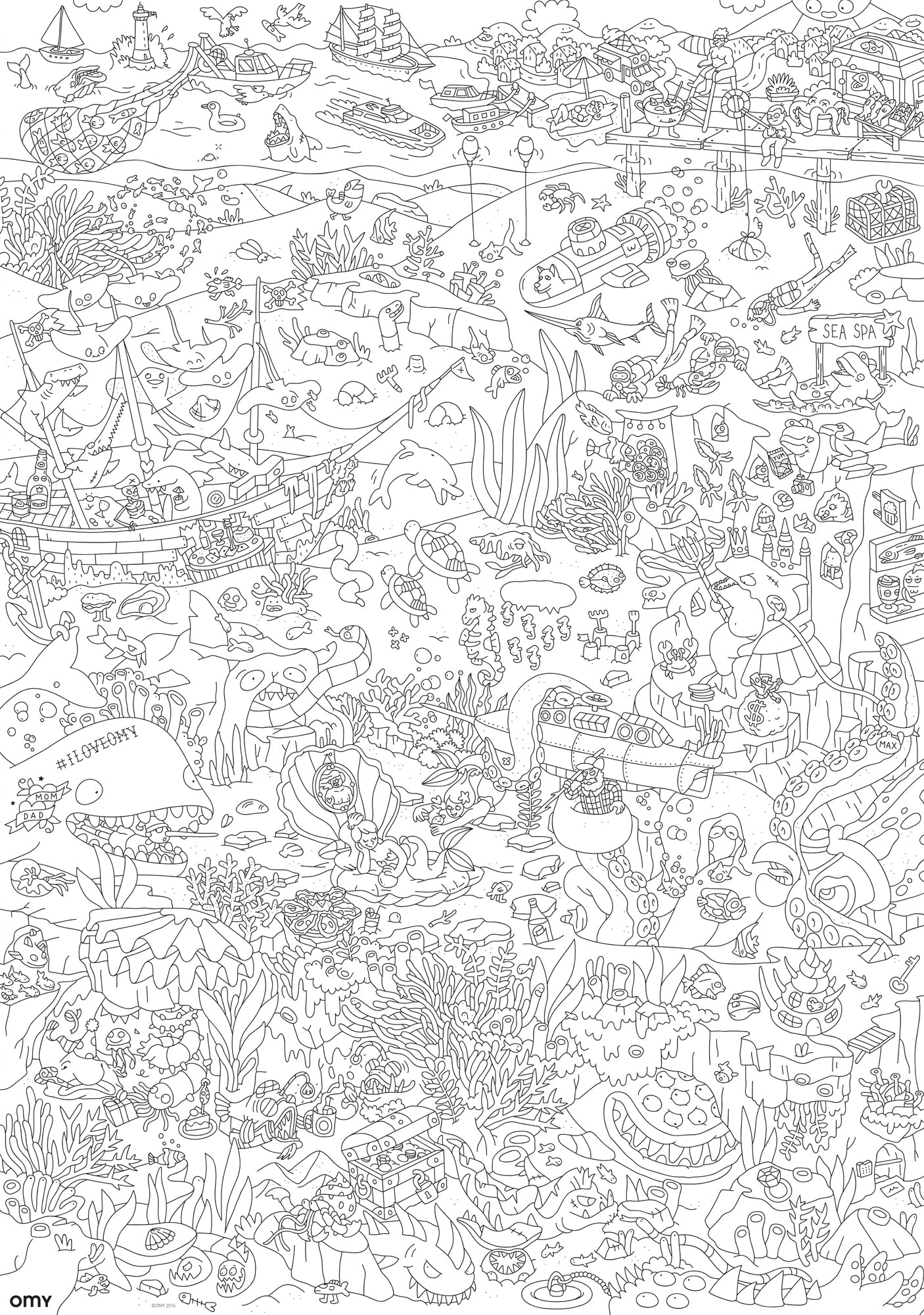 Giant Coloring Poster - Ocean<br> OMY