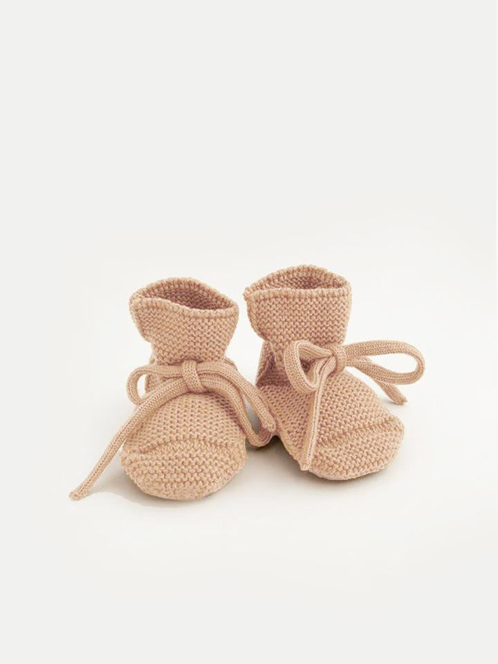 Knit Booties - apricot <br>hvid