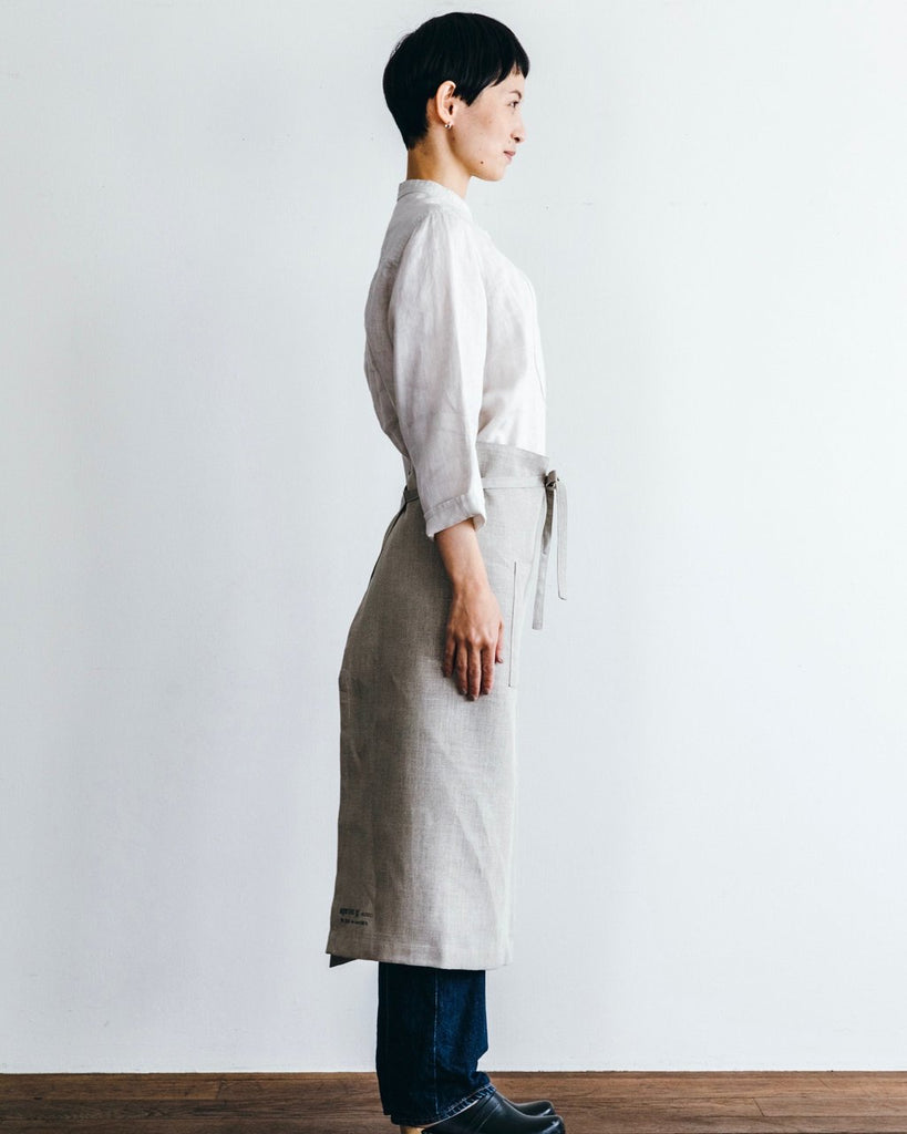 Garcon Apron - flax linen with stamp <br>Fog Linen