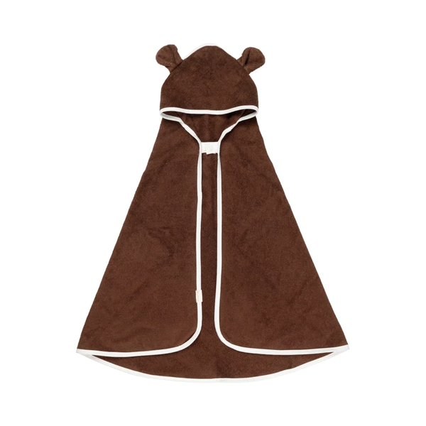 Hooded Baby Towel - Bear - Chocolate <br> Fabelab