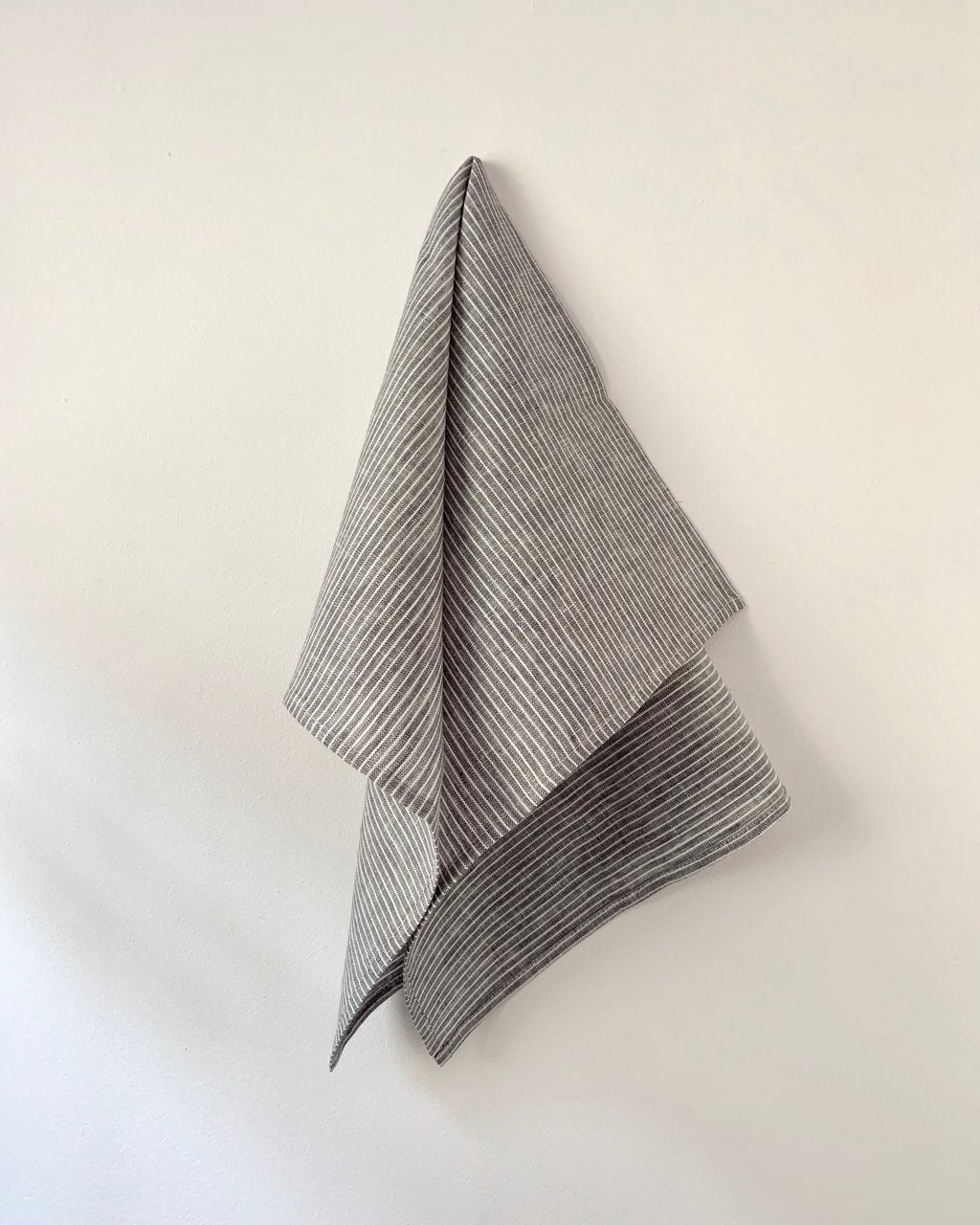Kitchen Cloth - Grey Thin White Stripe <br>Fog Linen