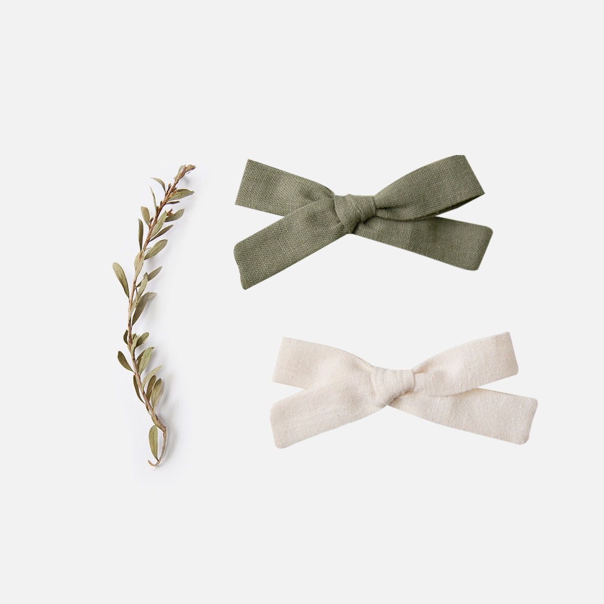 Mini Bow Set - thyme & natural