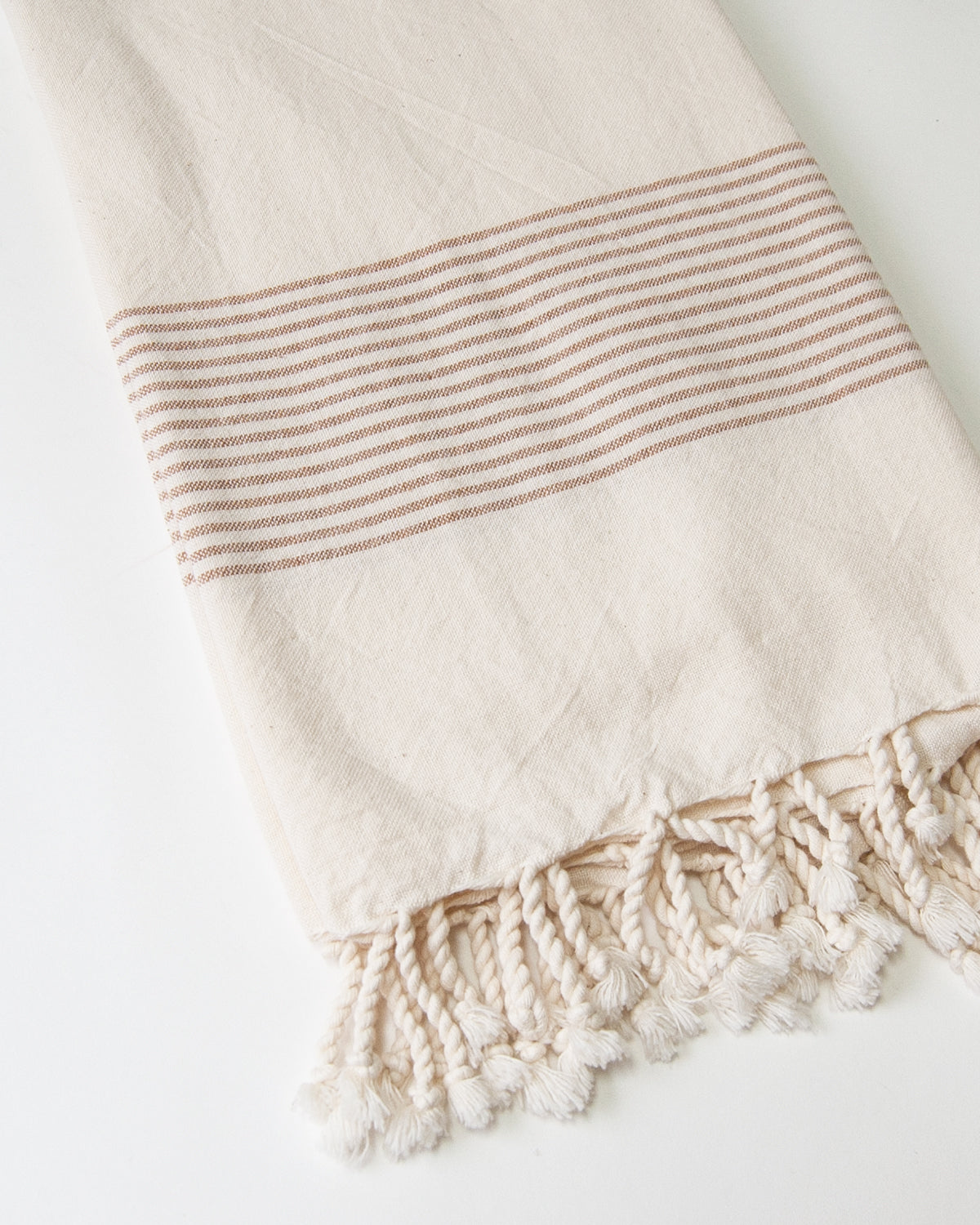 Organic Turkish Towel - Tan Stripes