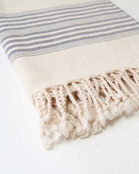 Organic Turkish Towel - Blue Stripes